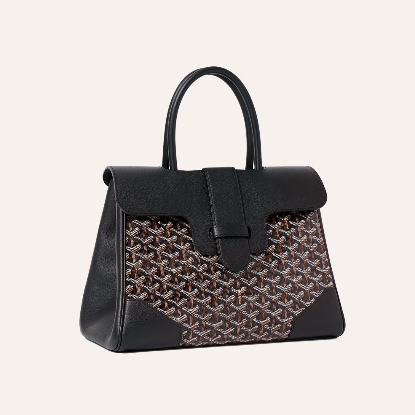 Goyard Saigon Tote Black Goyardine Canvas Palladium Hardware - Image 2